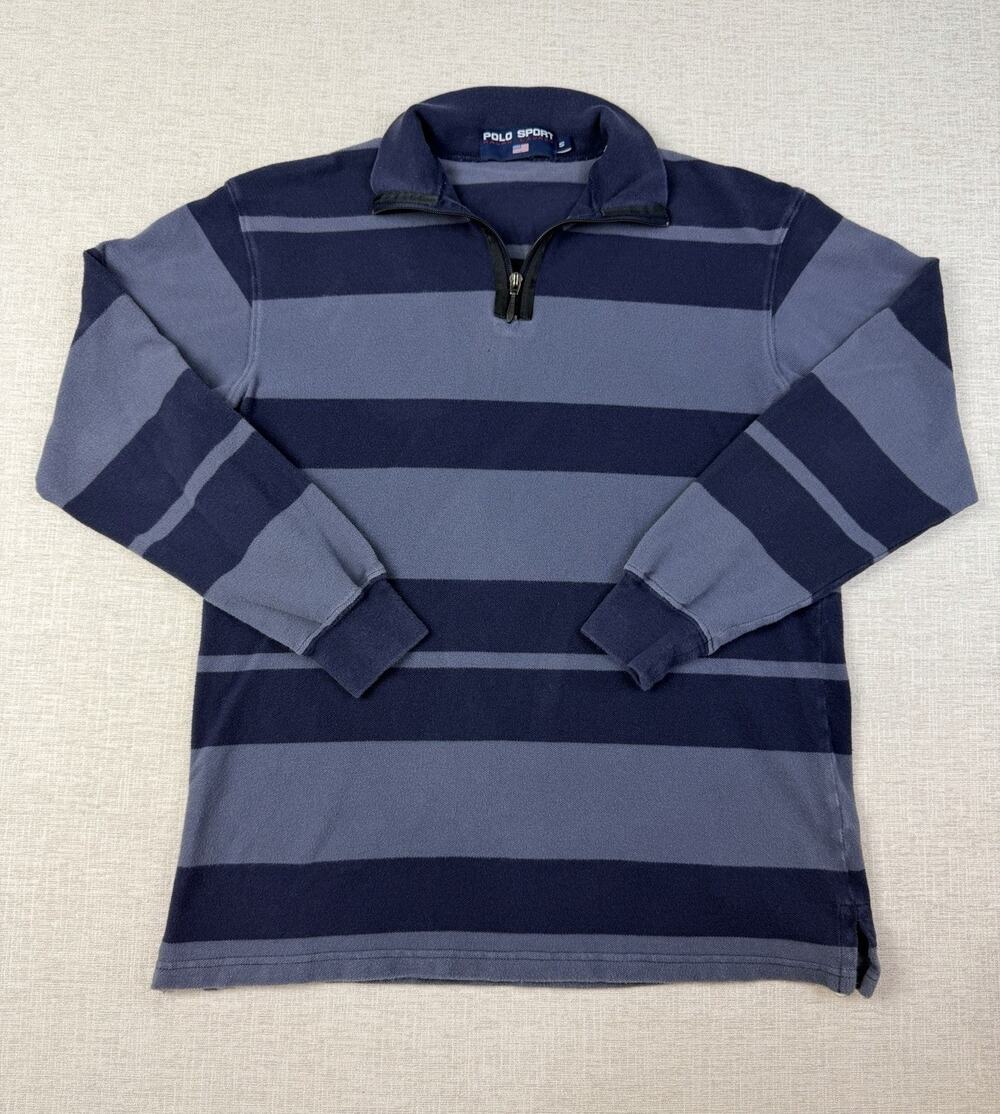 Polo Sport Ralph Lauren 1/4 Zip Sweatshirt Men’s Small Blue Striped Pullover